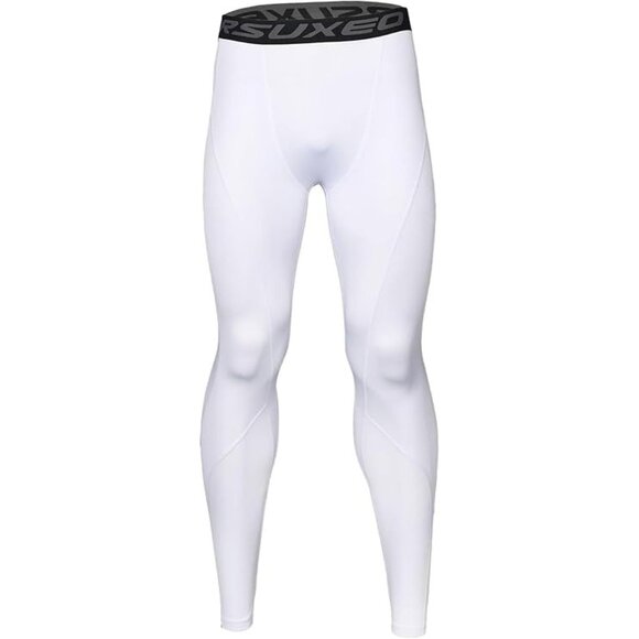 Mens Compression Tights Running Pants Baselayer Legging White Medium - Picture 1 of 7